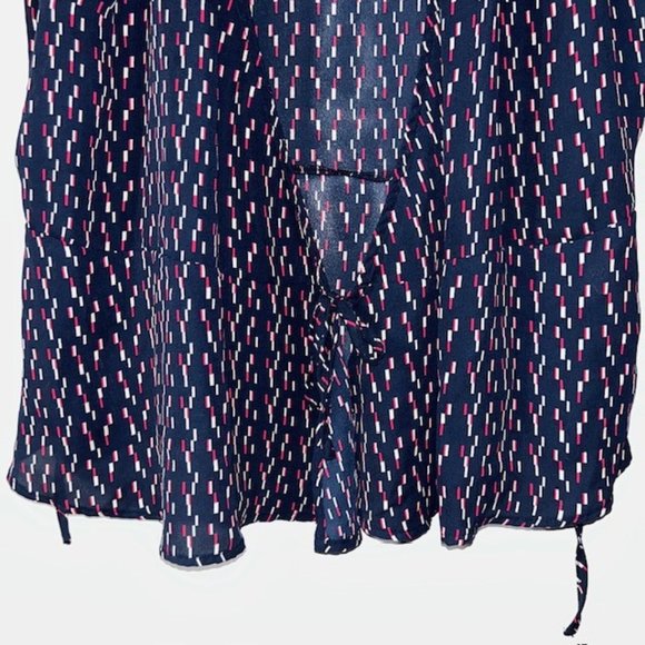 Banana Republic Open Front Shirt Womens Size M Blue Short Sleeve Front Tie EUC - Picture 2 of 5